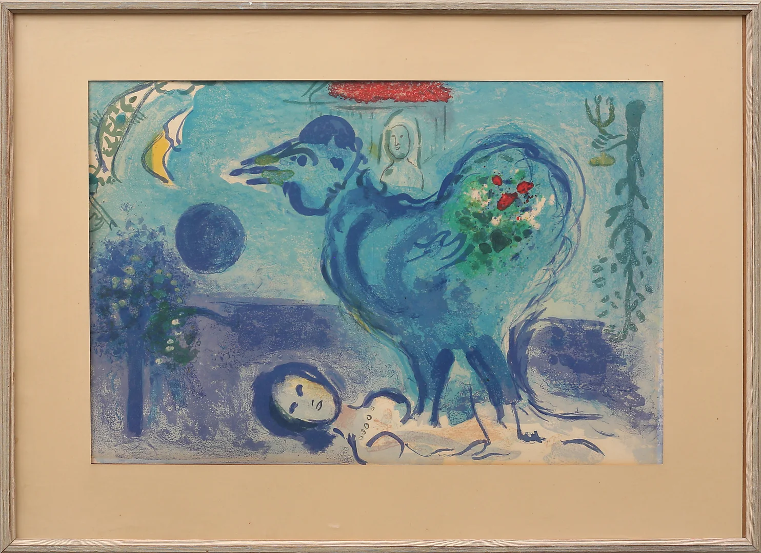 MARC CHAGALL. "Paysage au coq", färglitografi, osignerad. — Engravings & Prints — Garpenhus Auktioner