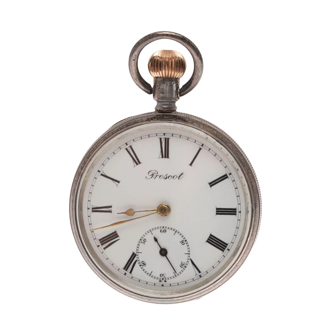 A SILVER OPEN FACE POCKET WATCH BY PRESCOT. — Pocket & Stop Watches — Lawrences Auctioneers