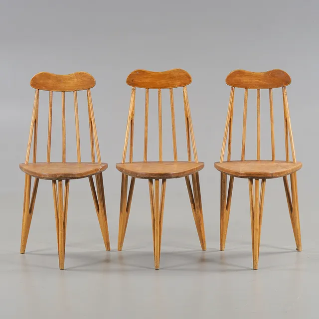 BO FJAESTAD. Stolar 3 stycken, signerade och daterade 1955.