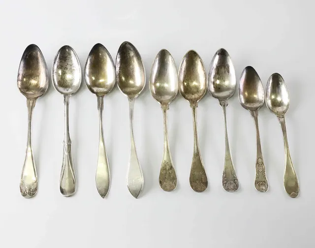 MATSKEDAR, 9 st, silver, 1800-tal.