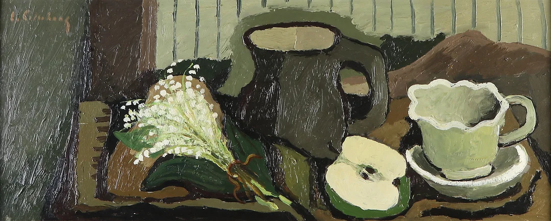ERIC CEDERBERG. Oljemålning på pannå. Stilleben. Signerad. — Paintings — Skånes Auktionsverk