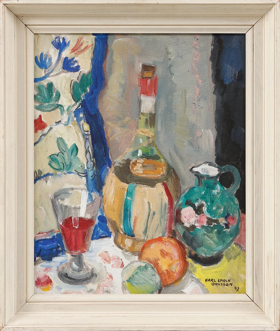 KARL ENOCK OHLSSON. Stilleben, olja på pannå, signerad. — Paintings — Göteborgs Auktionsverk