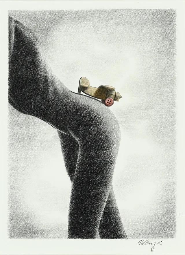 Untitled. Signed Ahlberg 05. Pencil on paper. Visible size 38×28 cm.