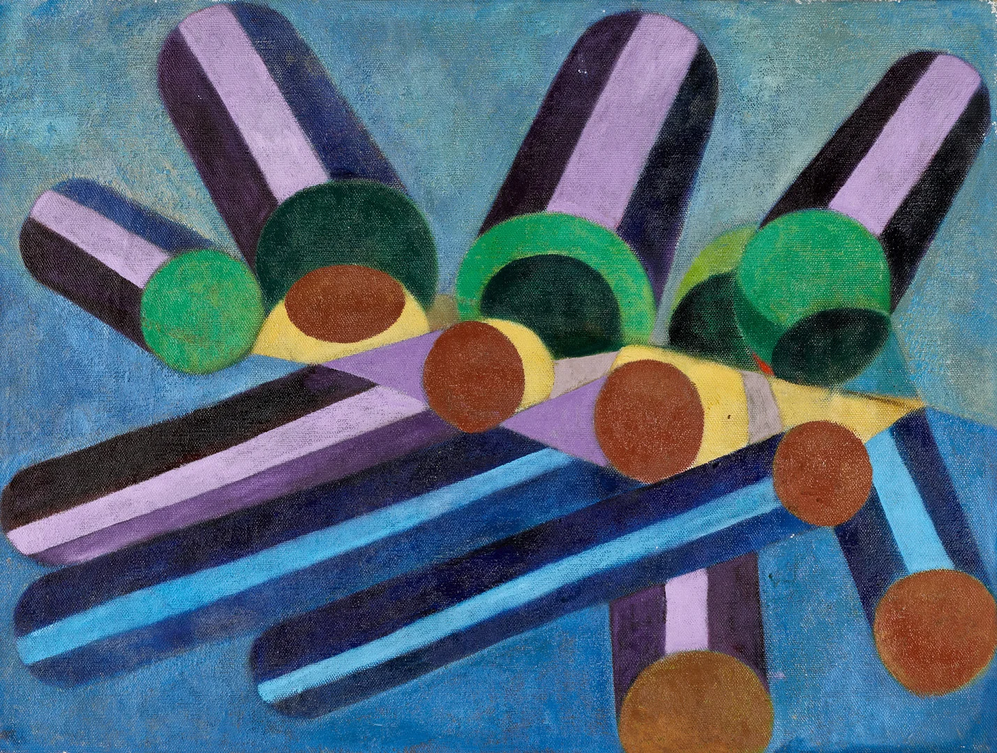 JOY EGNEL (Vilhelmina 1920-2001 Stockholm), "Tuber i rum", Ibiza, olja på dukväv. — Paintings — Crafoord Auktioner Stockholm
