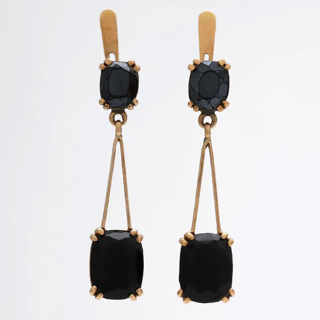 Gold long earrings, first third of the 20th Century.