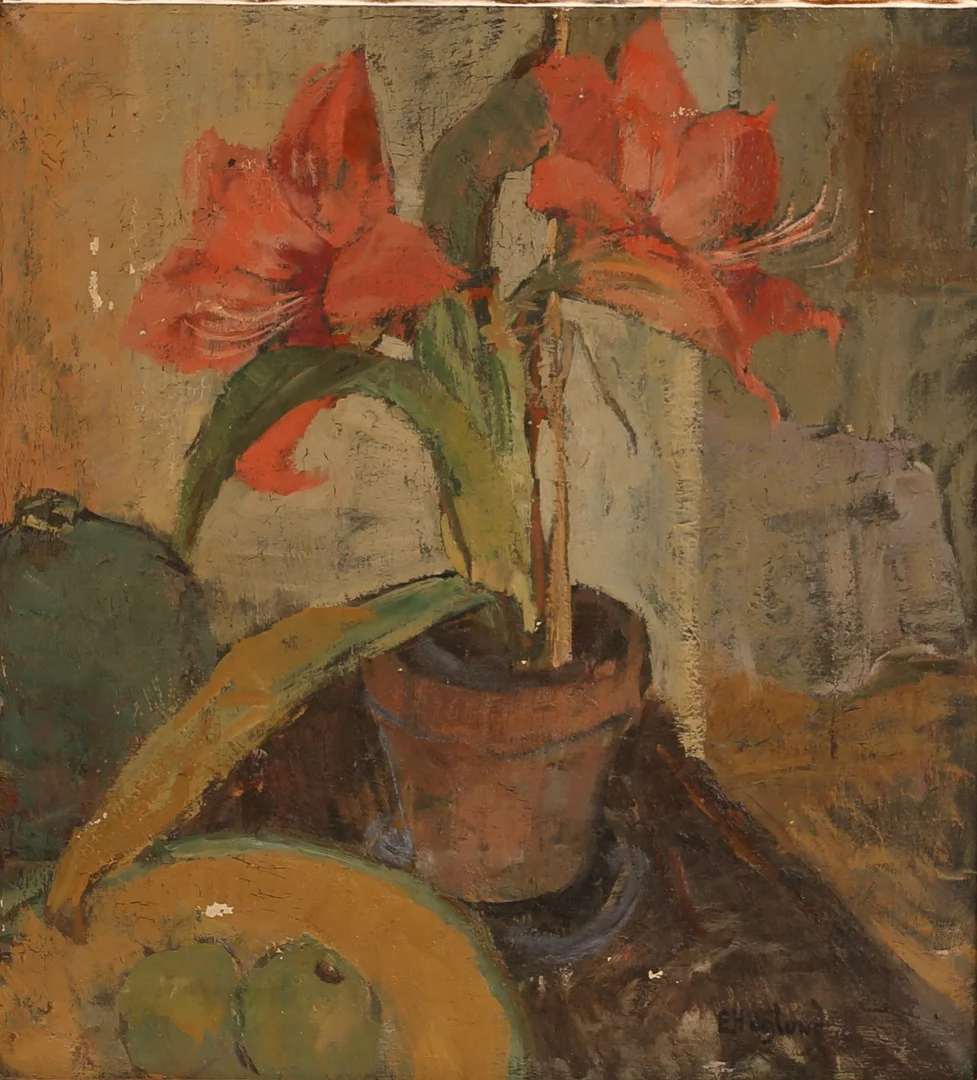 ERIK HÖGLUND. Olja på duk, stilleben, signerad E Höglund. — Paintings — RA Auktionsverket Norrköping