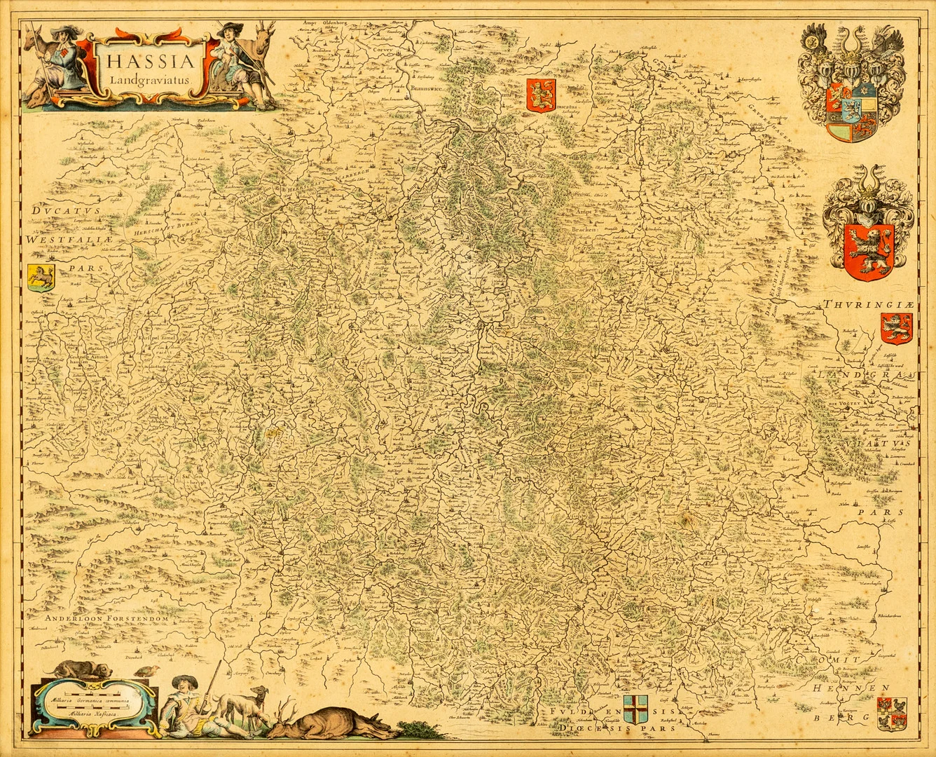 JOAN BLAEU (C.1596-1673). Karte von Hessen, Hassia Landgraviatus. — Engravings & Prints — Stockholms Auktionsverk Hamburg