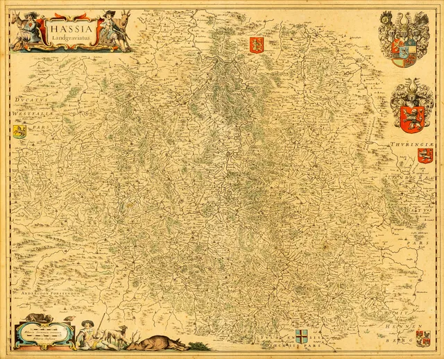 JOAN BLAEU (C.1596-1673). Karte von Hessen, Hassia Landgraviatus.