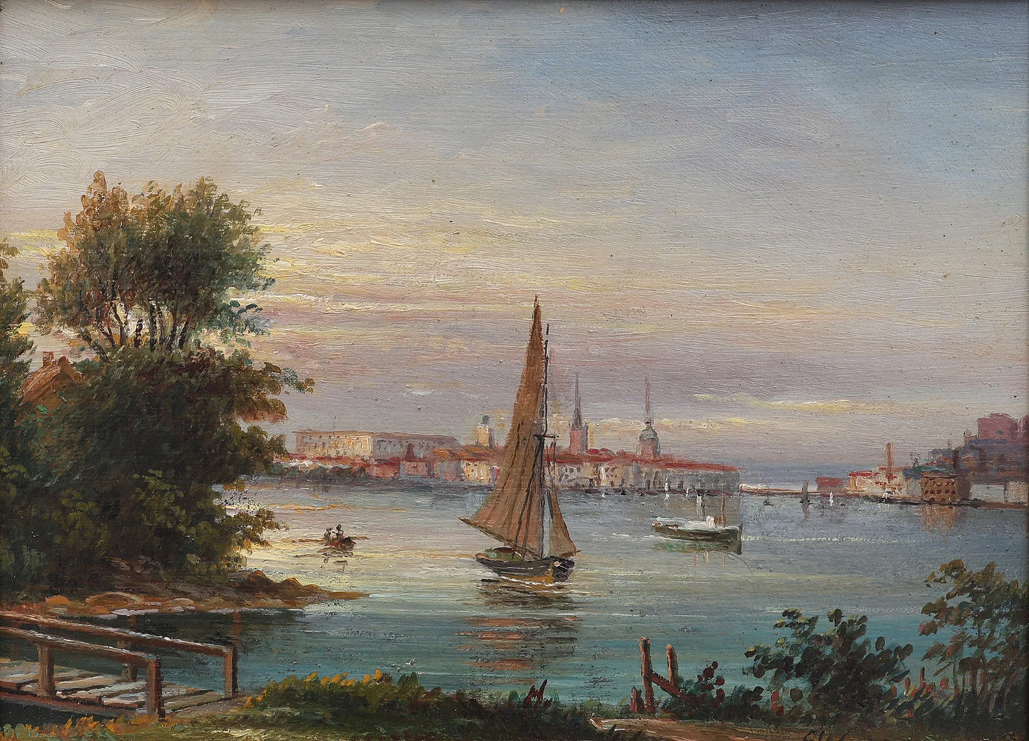 EHRNFRIED WAHLQVIST (1815-95). UTSIKT ÖVER GAMLA STAN, STOCKHOLM. — Paintings — Crafoord Auktioner Lund