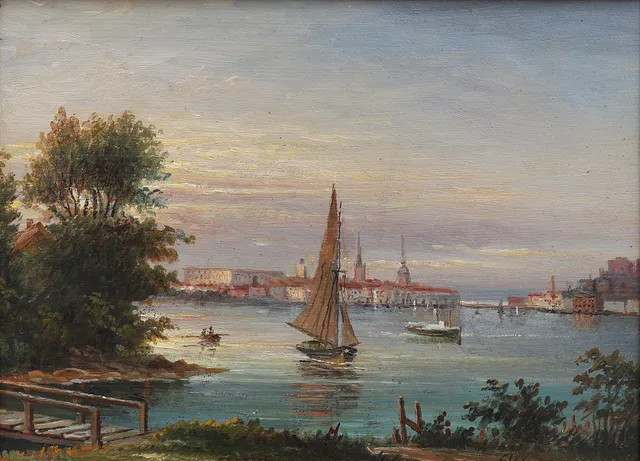 EHRNFRIED WAHLQVIST (1815-95). UTSIKT ÖVER GAMLA STAN, STOCKHOLM.