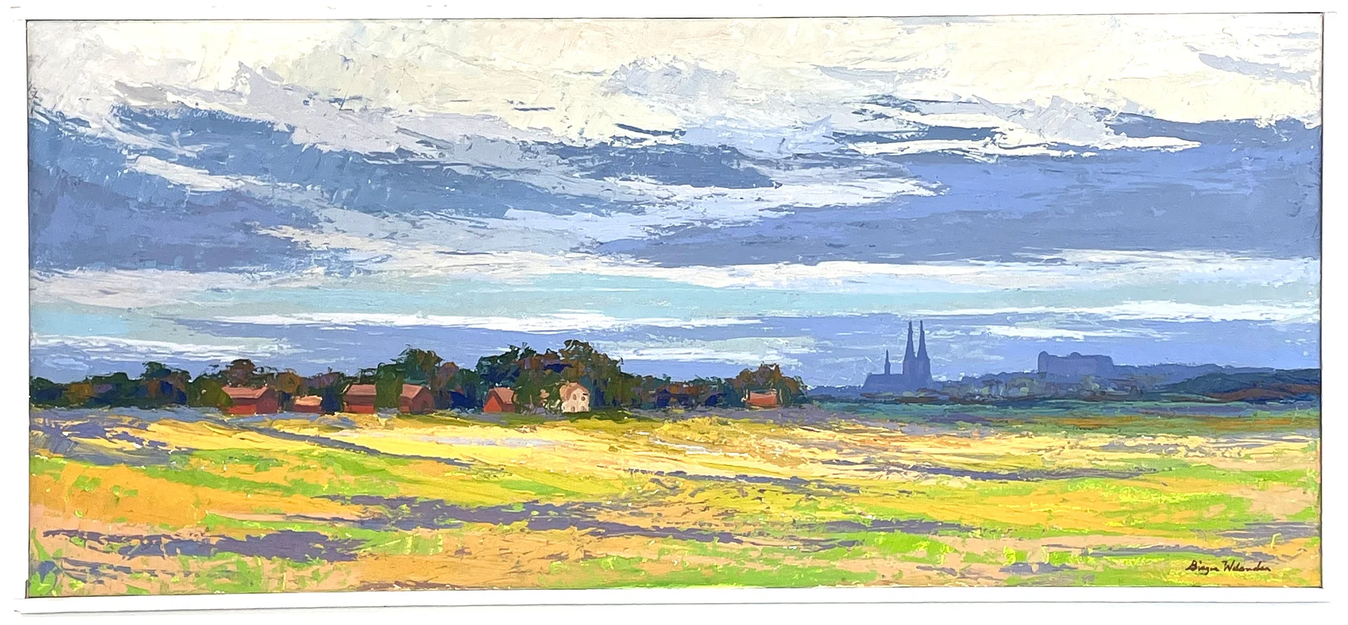 BIRGER WELANDER. Motiv från Uppsala, olja på pannå, signerad. — Paintings — Roslagens Auktionsverk