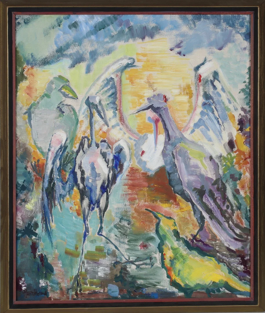 MARITA WINTER. "Fåglarna", olja på duk, signerad och daterad -81. — Paintings — Stadsauktion Sundsvall
