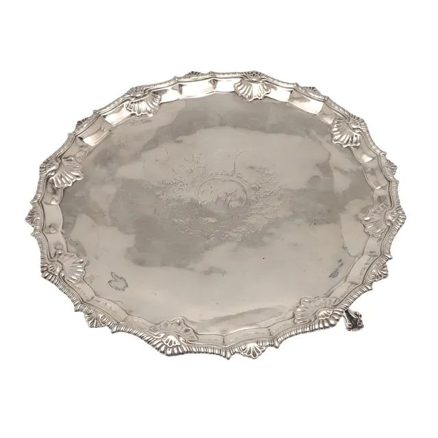 A GEORGE III SILVER SALVER.