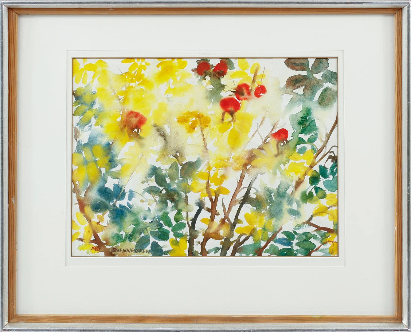SOLVEIG SVENNEGREN. "Nyponsnår om hösten", akvarell, signerad och daterad 1980. — Paintings — Göteborgs Auktionsverk