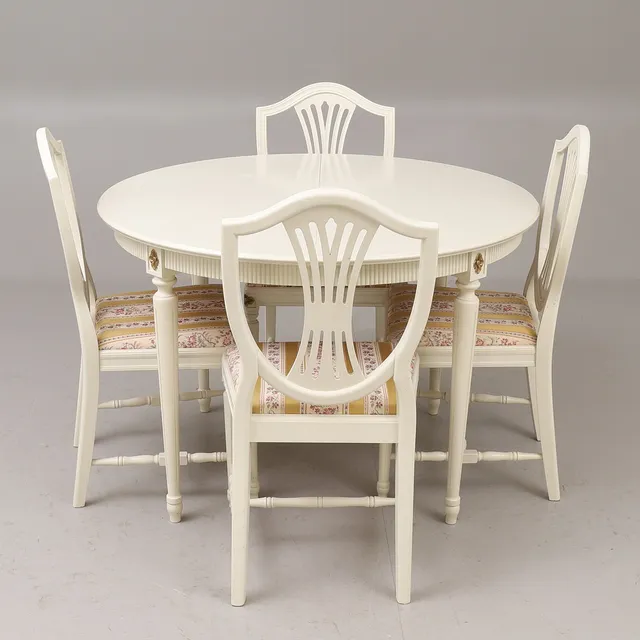 MATSALSMÖBEL, 5 delar, trä, gustaviansk stil, 1900-talets senare del.