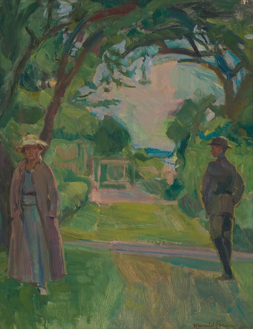 Brun, Harald — Spasertur i hagen — Kunst/Maleri — Blomqvist
