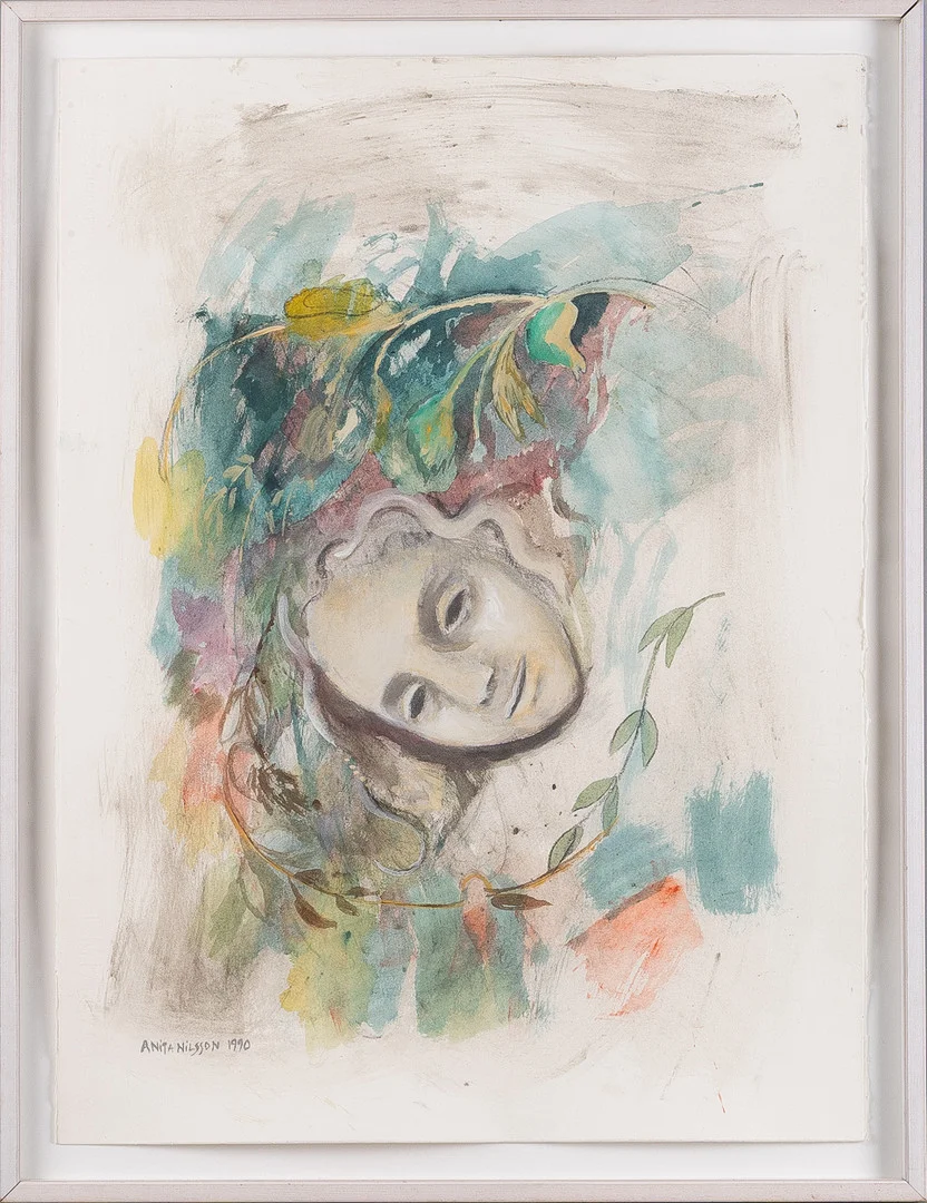 ANITA NILSSON BILLGREN. Utan titel. Blandteknik på papper. — Paintings — Stockholms Auktionsverk Helsingborg