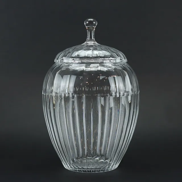 GERDA STRÖMBERG. Urna med lock, glas, modell "Anders", Eda Glasbruk, omkring år 1930.