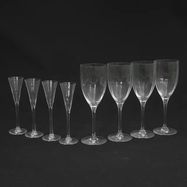 GUNNAR CYRÉN. GLASSERVIS, 8 delar, " optica symphony ", Orrefors.