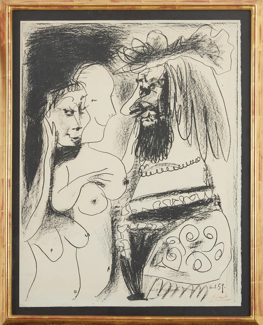 PABLO PICASSO. EFTER. "Le vieux roi", litografi, signerad samt daterad 6.1.59 i trycket. — Engravings & Prints — Stockholms Auktionsverk Magasin 5