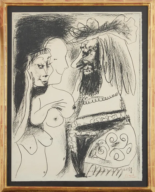 PABLO PICASSO. EFTER. "Le vieux roi", litografi, signerad samt daterad 6.1.59 i trycket.