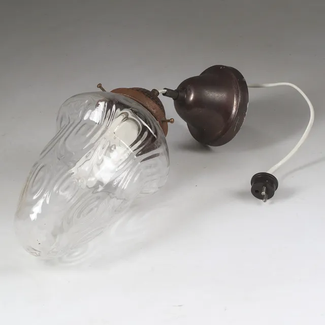 HALLAMPA, glas, metall, 1900-talets början.