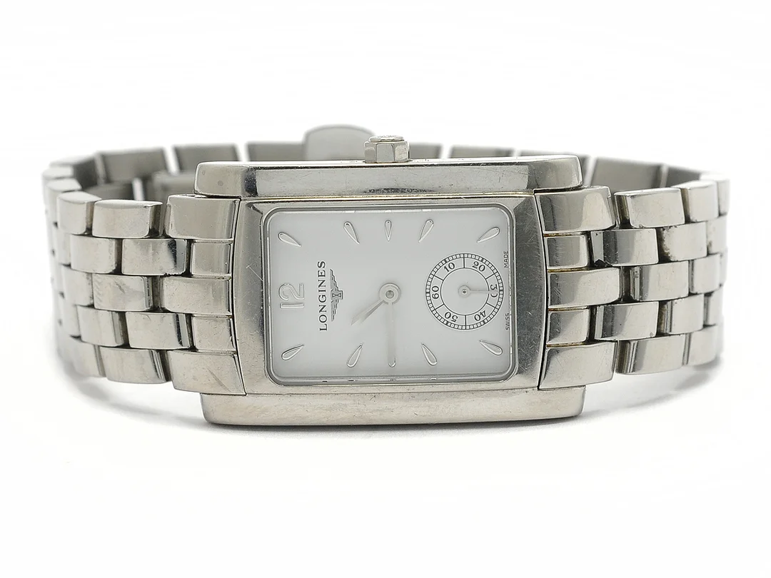 LONGINES, Dolce Vita, Ref nr. L5.502.4.16.6, Boett nr. 32710186, damur, 22,5 x 27 (33,5) mm, stål, quartz, safirglas, liten sekundvisare, originallänk, viklås, Ref nr. L600075172, cert, oktober 2007, box, ytterkartong. — Klockor/Longines — Kaplans
