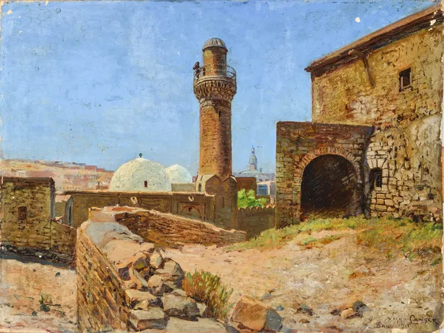Viggo Langer. Scenery from Baku in Azerbaijan