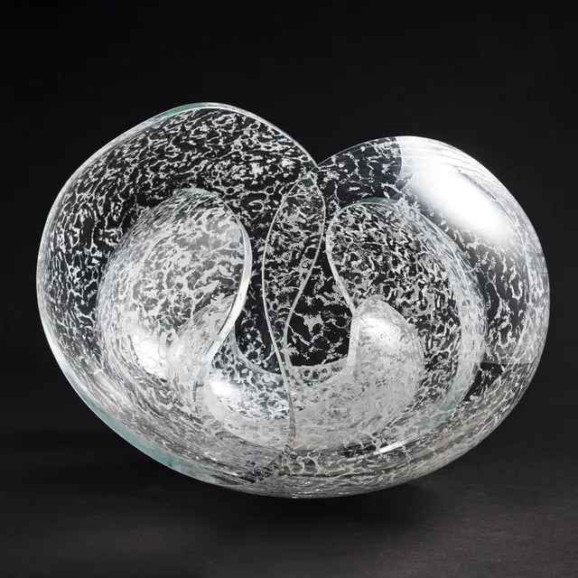 LENA BERGSTRÖM. "Winter garden", skulptur, Kosta, klarglas med dekor i vitt underfång.