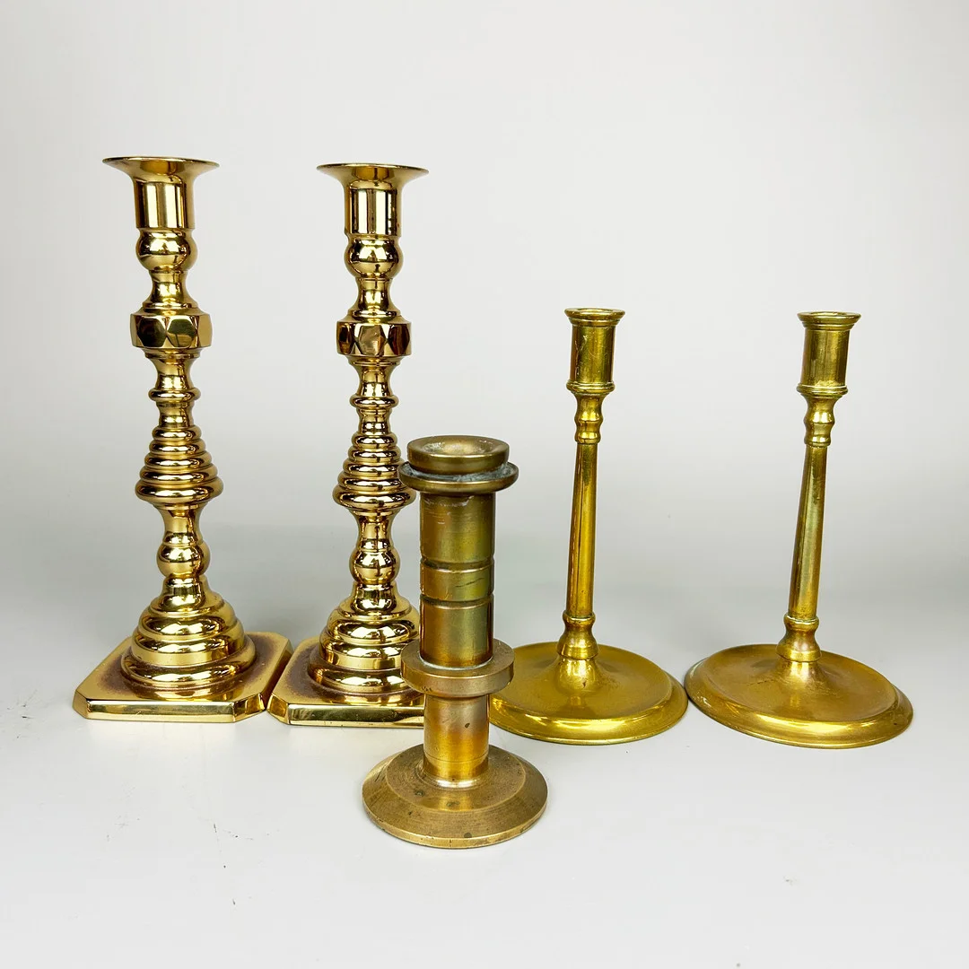 BRASS CANDLESTICK GROUP. — Pewter, Brass & Copper — Chalkwell Auctions