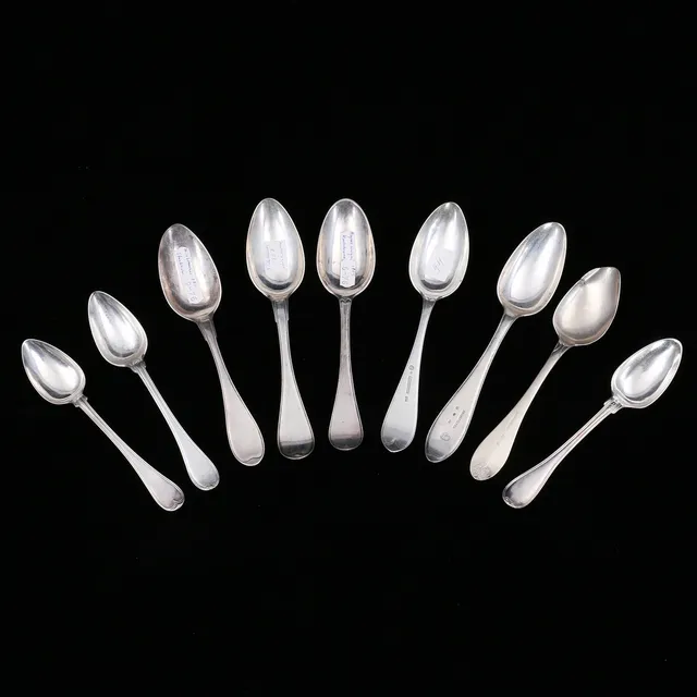 SKEDAR, 9 st, silver, 1805 - 1851, vikt 491 gram.