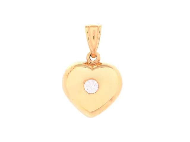 HÄNGE, hjärta, 18K guld, kubisk zirkon, höjd 20 mm, vikt 1,3 g.