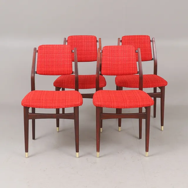 STOLAR, 4 stycken, trä, 1960-tal.