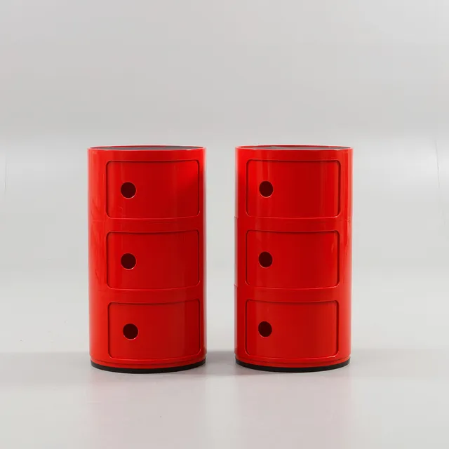 ANNA CASTELLI. Sängbord / skåp, ett par, "Componibili", Kartell, Italien.