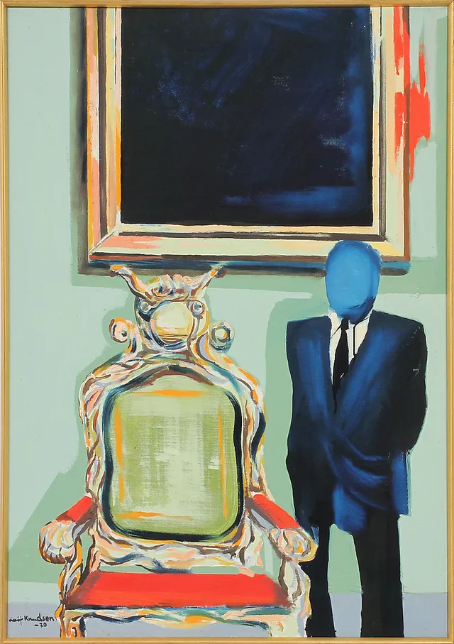 LEIF KNUDSEN. "Presidenten", olja på duk, signerad-70.