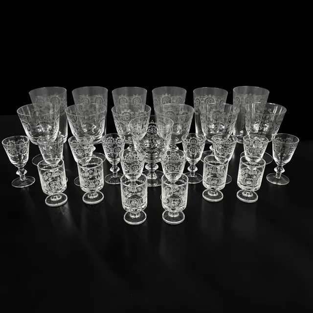 EDVIN OLLERS. GLASSERVIS, 23 delar, "Elon", Kosta, samt 6 medföljande glas.