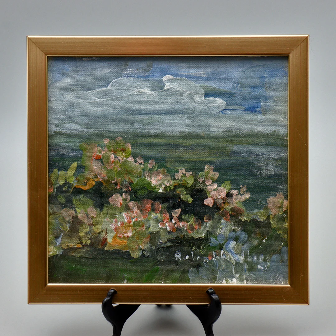 ROLAND LINDBERG. OLJA PÅ PANNÅ "BLOMMANDE STRAND", SIGNERAD. — Paintings — Auktionskammaren Sydost Kalmar