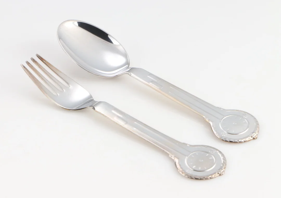 Carl M. Cohr. 'Clock' children's cutlery set made of silver (2) — Silver, bronze, copper and pewter/Silver flatware — Lauritz