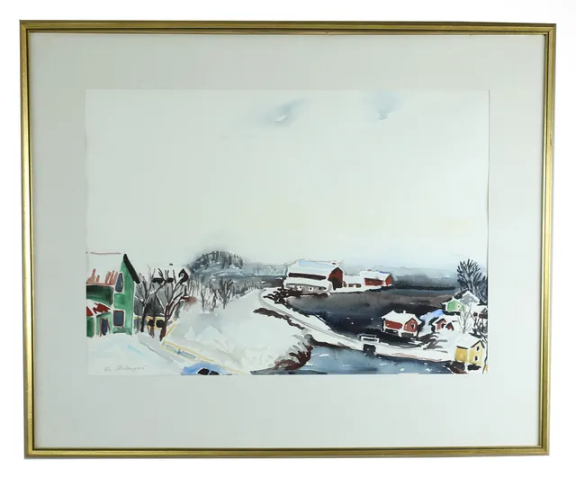 ELIS AIDANPÄÄ. akvarell, vinter, signerad.