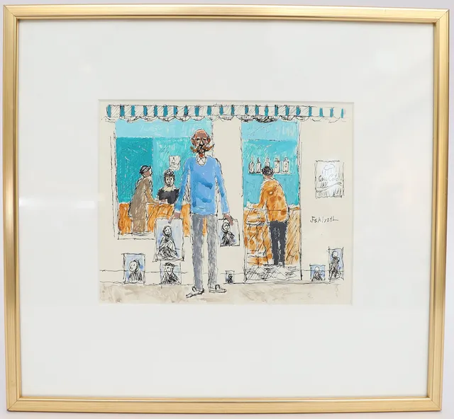 TOM FALROTH. Figurer, blandteknik, signerad.