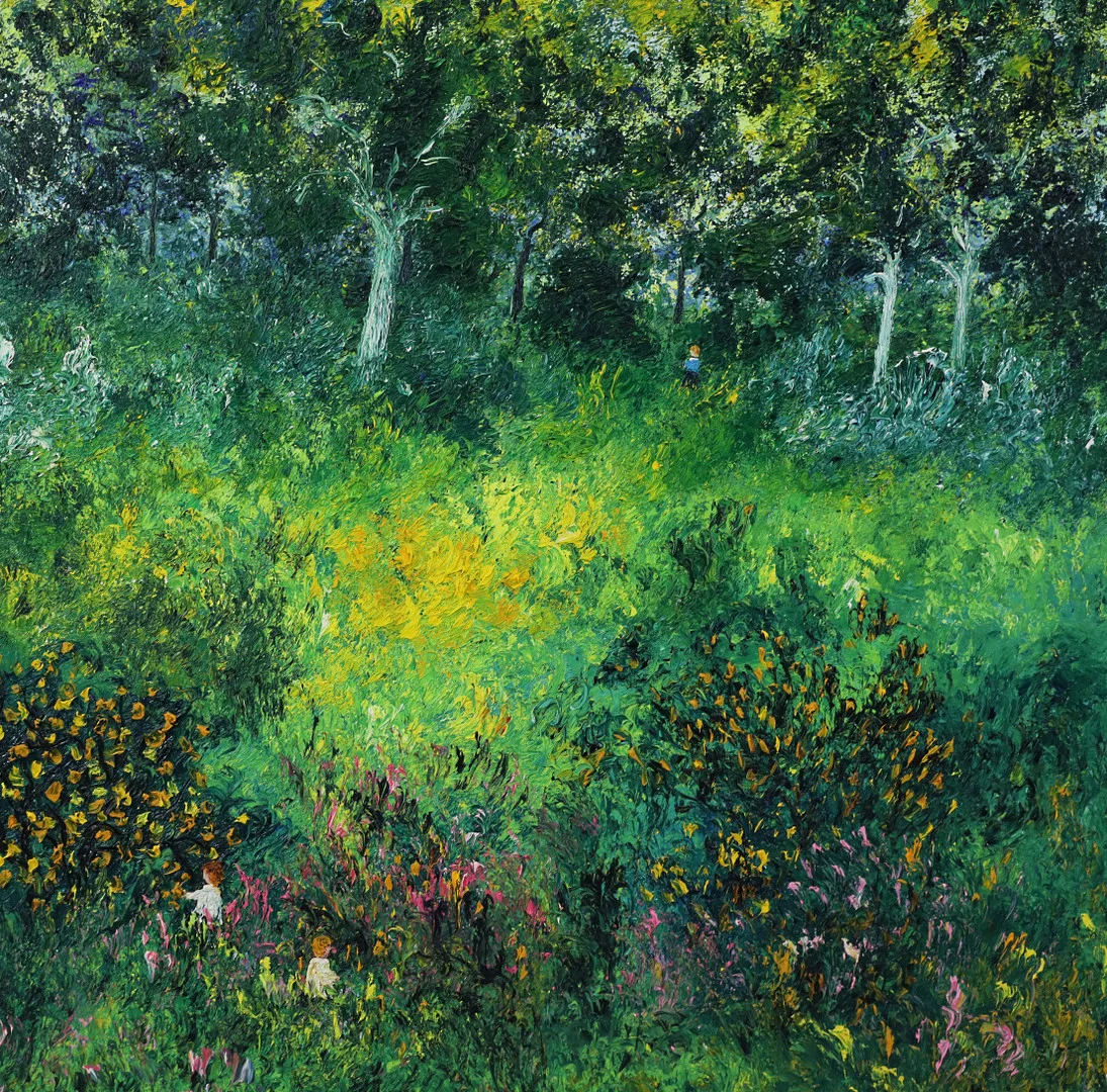 KARIN OLSSON. olja på duk, barn på sommaräng, signerad. — Paintings — Hälsinglands Auktionsverk
