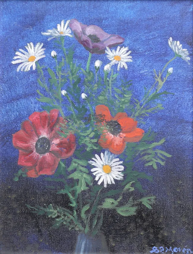 BERNT PETER MORÉN. Blomsterstilleben. Olja på duk, signerad.