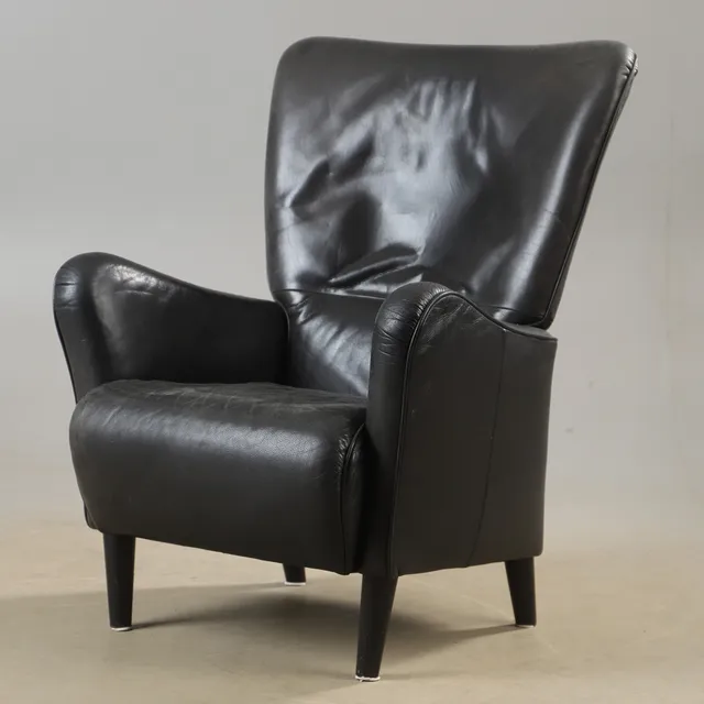 CARL-HENRIK SPAK. Vilfåtölj, "Stepp", skinnklädd, Swedese, 2000-tal.
