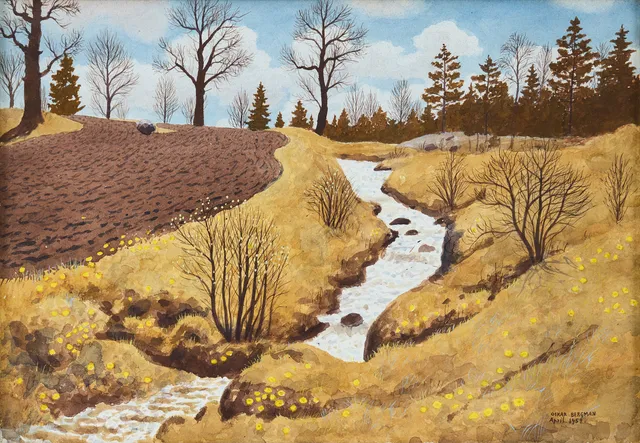 OSKAR BERGMAN. "Vårdike vid Östervik".