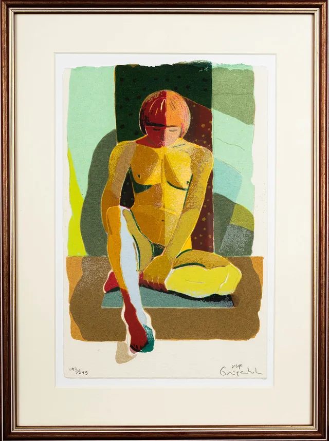 ULF GRIPENHOLM. Färglitografi, Figurkomposition, Numrerad: 193/245, Signerad.