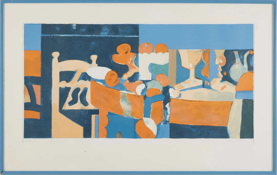 OLLE NYMAN. Komposition, färglitografi, signerad samt daterad Olle Nyman -89, numrerad 183/200. — Engravings & Prints — Stockholms Auktionsverk Magasin 5