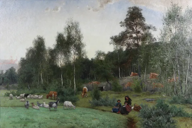 OLOF ARBORELIUS. "Vallflickor", olja på duk, monogramsignerad.