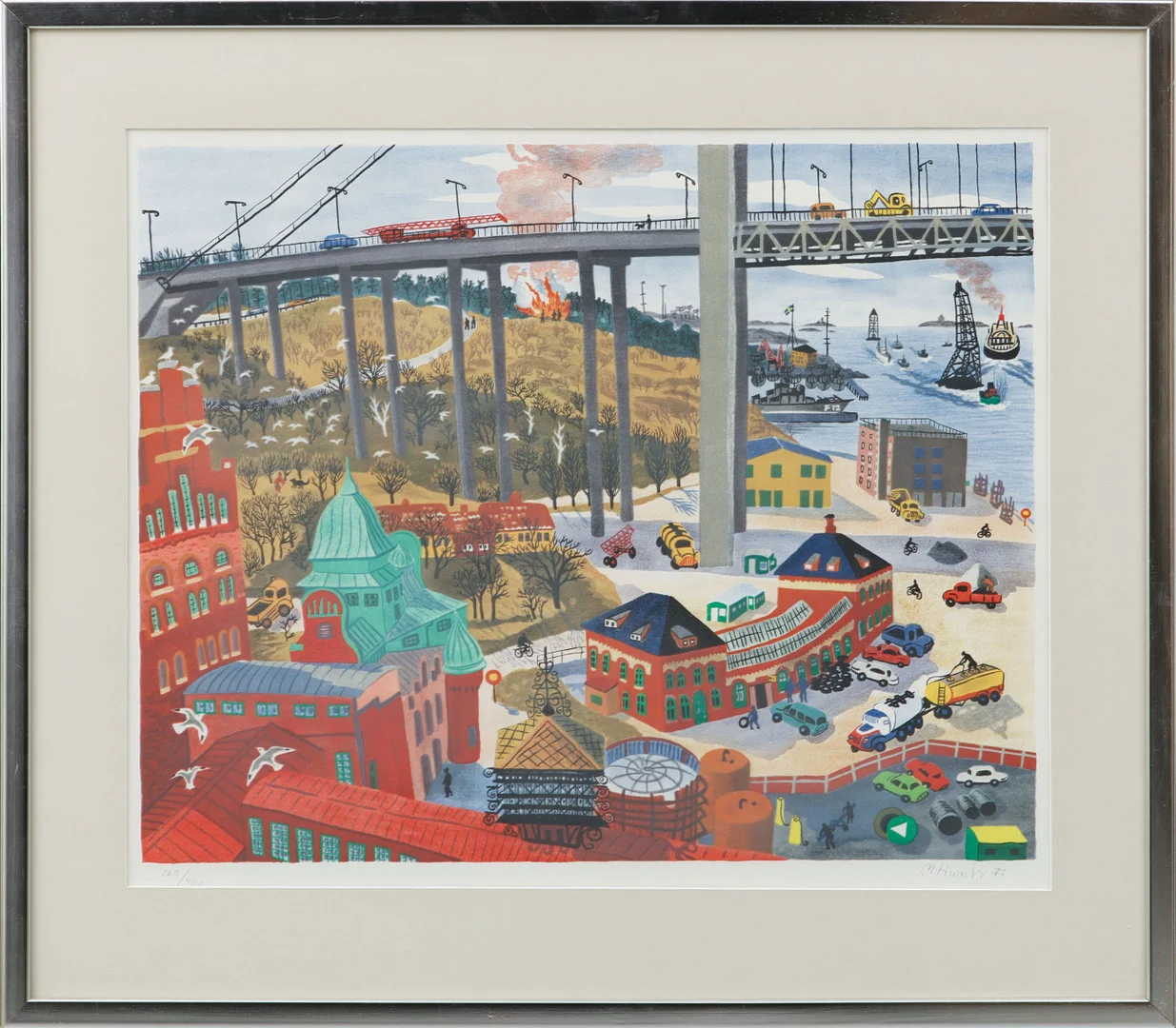 MONA HUSS WALIN. "Älvsborgsbron", färglitografi, signerad och numrerad 265/460. — Engravings & Prints — Göteborgs Auktionsverk