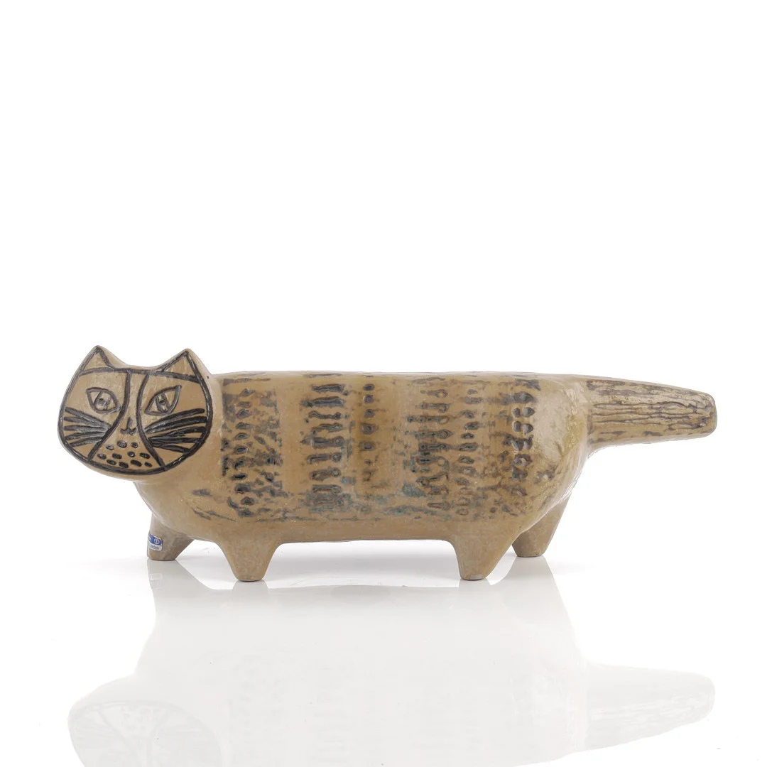 LISA LARSON. "Katt" från serien "Stora Zoo", glaserat stengods, Gustavsberg, 1958-1979. — European — Auktionsfirma Kenneth Svensson i Kalmar