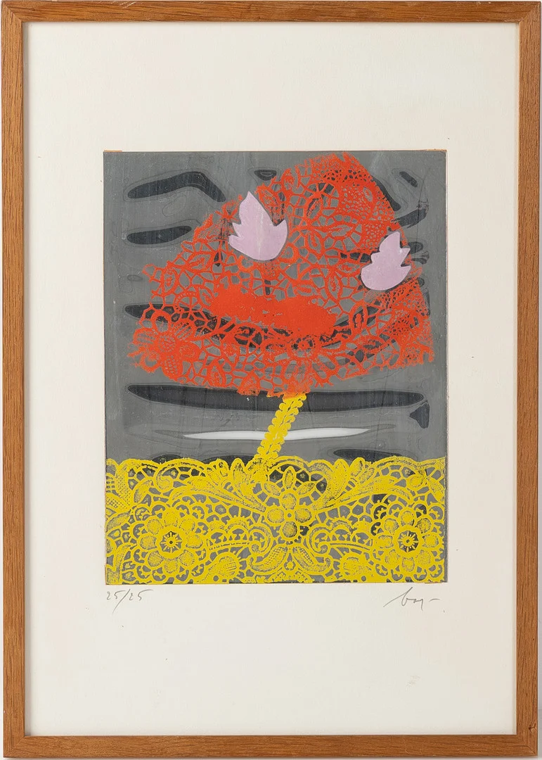 ENRICO BAJ. Komposition, färgseriegrafi på folie. — Engravings & Prints — Stockholms Auktionsverk Helsingborg